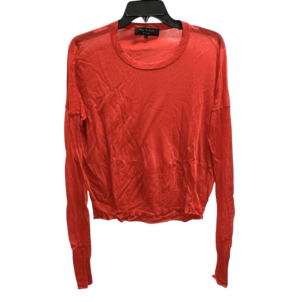 Rag & Bone Womens Lightweight Semi-Sheer Long Sleeve Sweater Coral Size XS